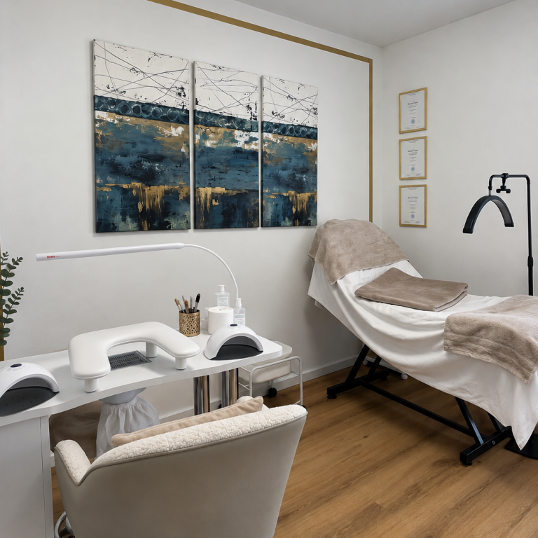 Modernes Homestudio für Nageldesign, Wimpernverlängerung und Fußpflege in Dasing bei Alessandra Beauty