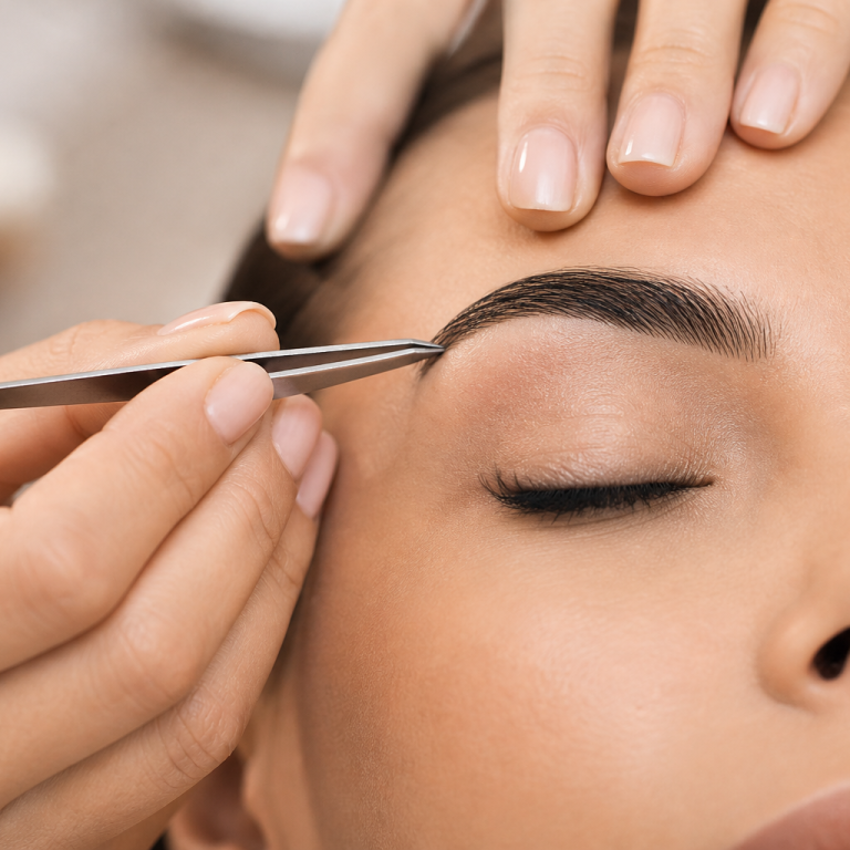 Professionelles Augenbrauenstyling mit präzisem Zupfen und Formen bei Alessandra Beauty in Dasing