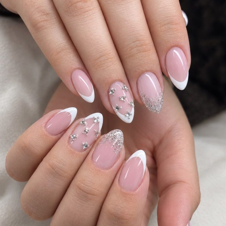 Natürliches Nageldesign mit Gelmodellage und French Look bei Alessandra Beauty in Dasing